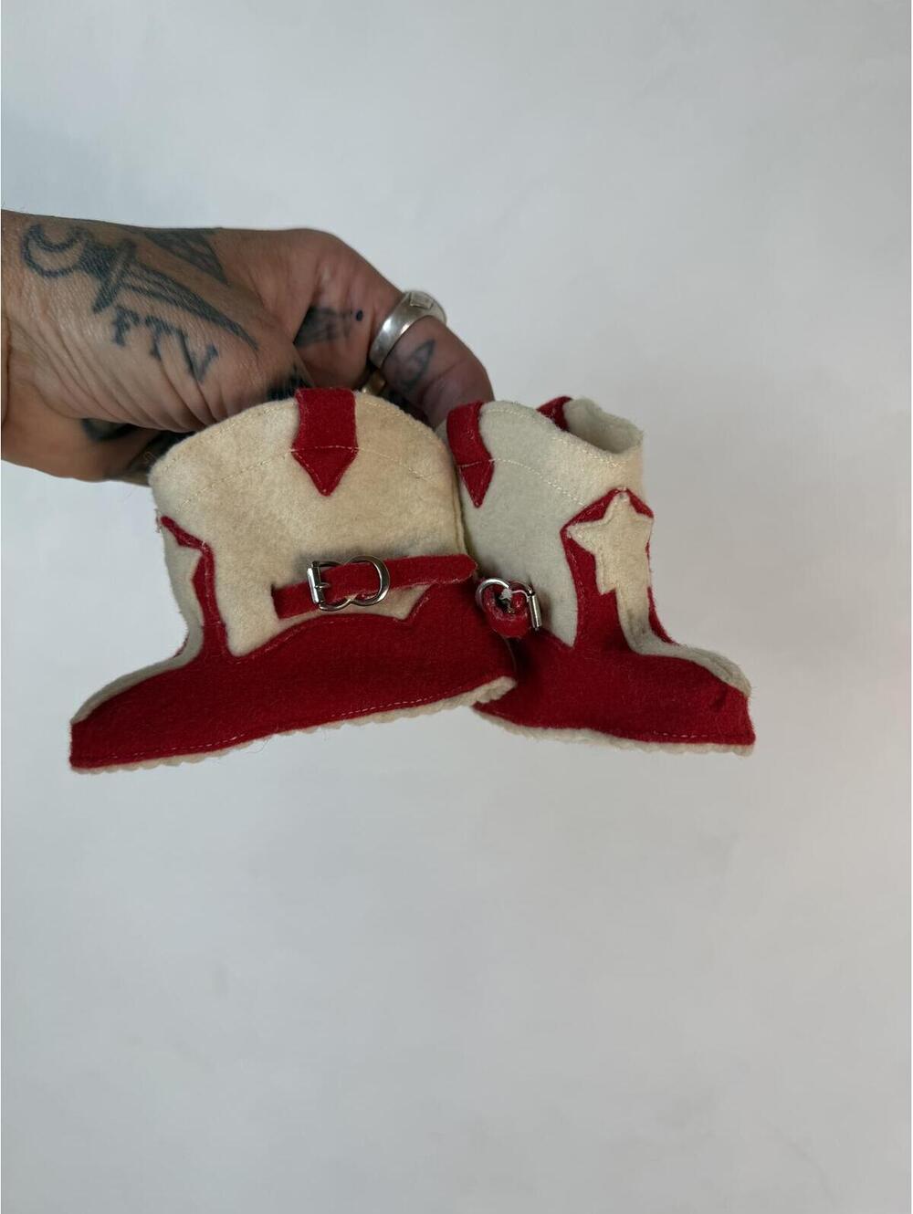 Handmade Vintage Baby Wool Felt Cowboy Boots